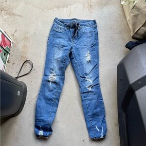 Distressed Blue Skinny Jeans